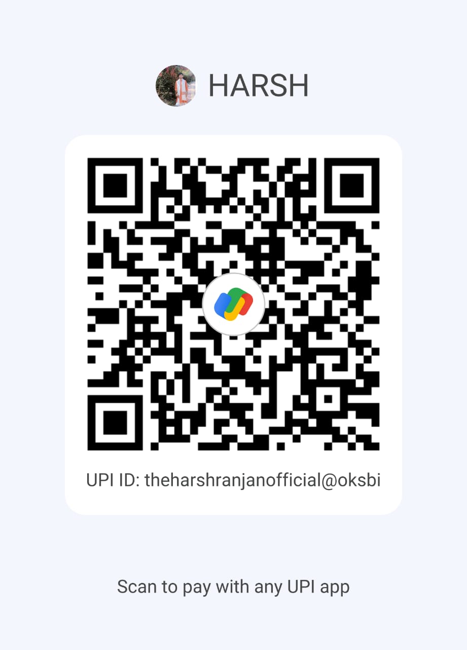 Google Pay / UPI QR Code for theharshranjanofficial@oksbi